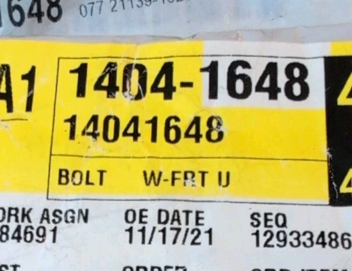 Tornillo de brazo de control de suspensión superior delantero genuino GM 14041648 (b1) NOS Foto 2 de 2