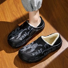 Men's Fashion Winter Fur Slippers Warm Indoor Outdoor Waterproof Slip-On Clogs