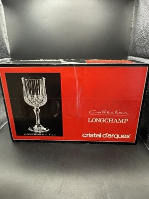 New In Box Cristal D'Arques Longchamp Wine Glasses Set of 4 8.5 OZ Wine Glasses