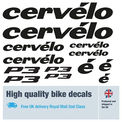 Decalcomanie Cervelo P3 – Set Di 28 Adesivi Vinilici Lucidi (Resistenza 5+ Anni) – Rinnova La Tua Bici Da Corsa!