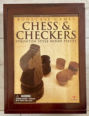 Chess & Checkers Bookcase Game Wood Box Individual Replacements by Cardinal