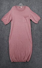 Free People Beach Dress Womens XS Extra Small Pink Midi Sweater Linen Blend 3/4