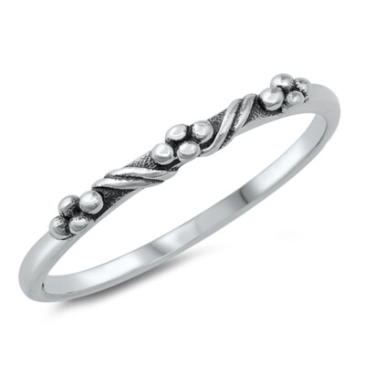 Stackable Bali Oxidized Ring New Sterling Silver Band Sizes 4-10