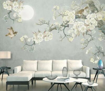 3D Flower Branch Moon 37278NA Wallpaper Wall Murals Removable Wallpaper Fay