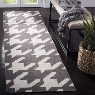 Dhurries Collection 2'6'' x 4' Grey/Ivory DHU569A Handmade Flatweave Premium W...