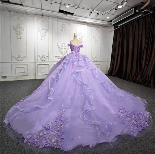 Light Purple Quinceanera Dresses Party Sweet 15 16 3D Flowers XV Ball Gowns - Picture 3 of 14