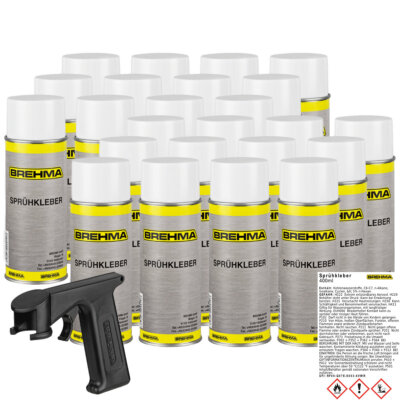 24x BREHMA Sprühkleber extra Stark Kontaktkleber 400ml Spray inkl. Griff