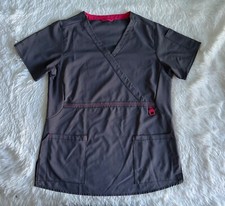 Carhartt Scrub Top Women  s Medium Gray Shirt Stretch Nursing Medical Flaw