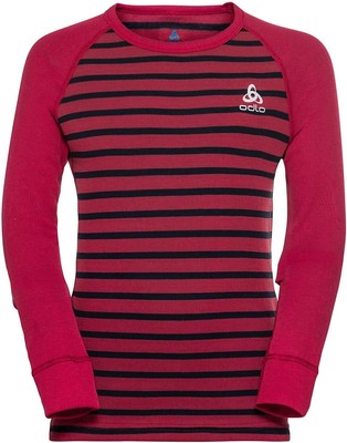Odlo Unisex Children Bl Top Crew Neck Active Warm Eco Kids Stripes Shirt Size 80