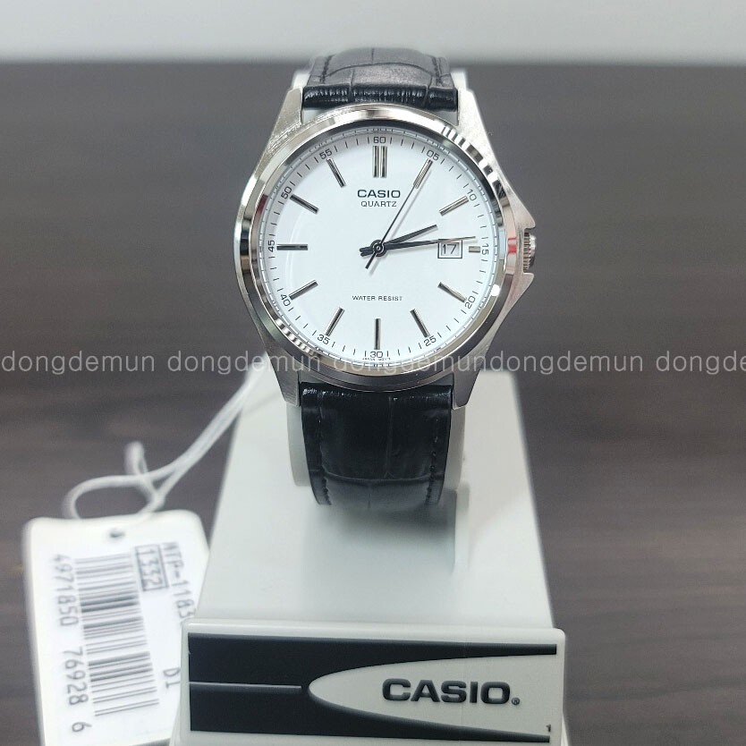 Casio MTP1183E-7A Orologio Uomo Analogico Al Quarzo – Quadrante Bianco, Data, Cinturino In Pelle, Cassa Acciaio 38.5mm