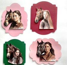 Girls with Horses 3 Dimensional Card Front Scrapbook Embellishment 740