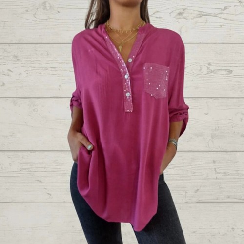 Womens Baggy T-Shirt Tunic Tops Ladies Summer Loose Long Sleeve Blouse Plus Si о - Picture 12 of 22