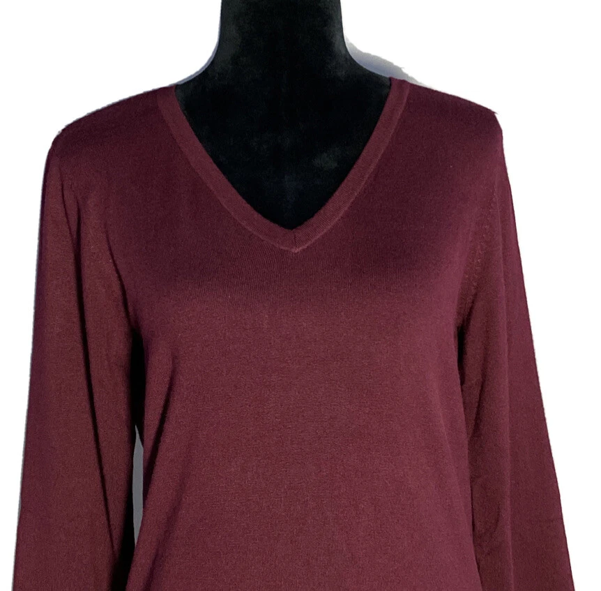 NWT Linea Louis Dell Olio Sweater SMALL Burgundy Red Rayon Knit Long Sl Casual - Image 2 of 4