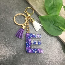3.5" Handmade Resin Pendant Initial Keychain E Tassel New Free Ship 8831