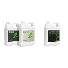Plant Food Nutrients Base A(4-0-1) & B(1-4-2) Bundle and Cal+Mag+Iron (2-0-0), C