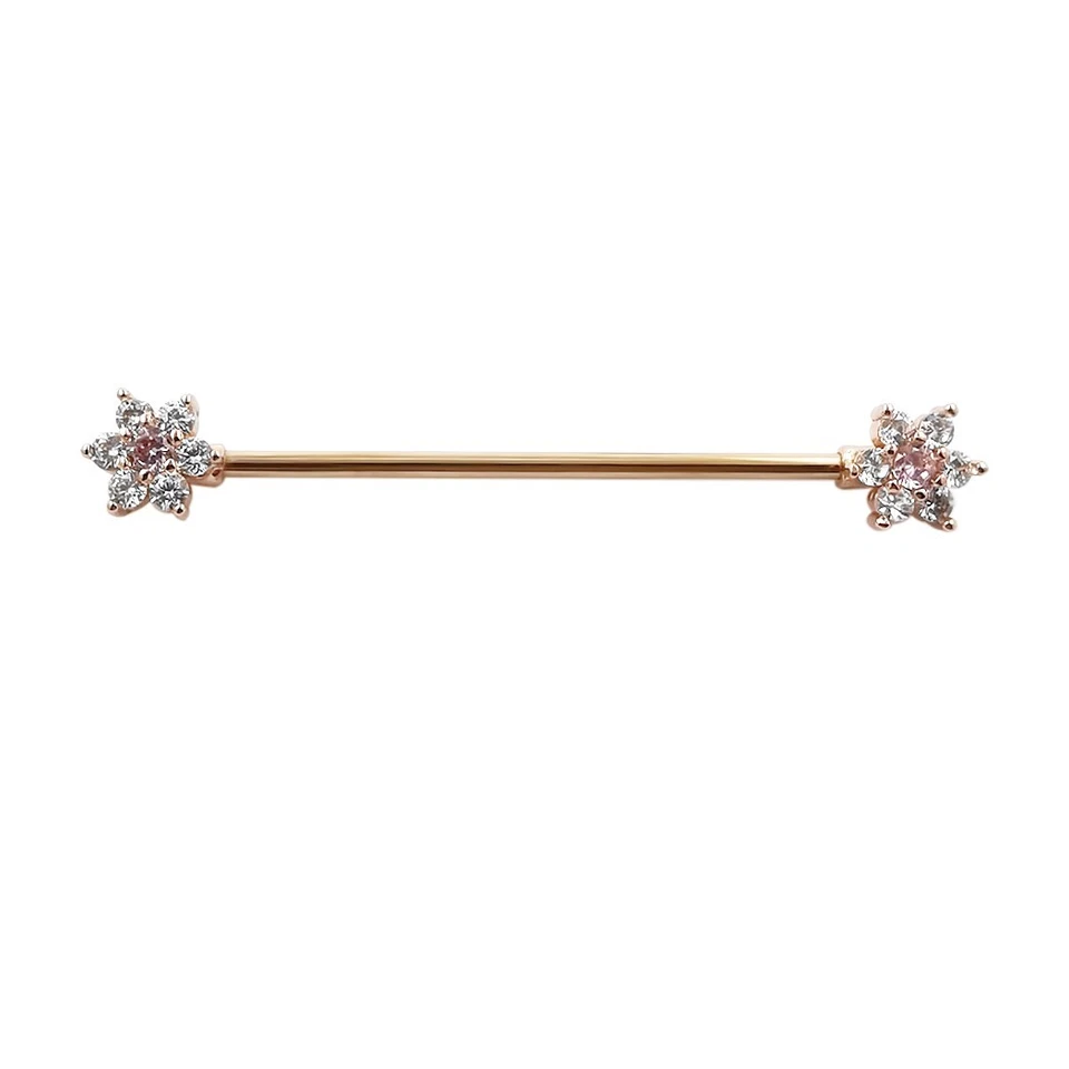 PTOP Flor Industrial Barra Piercing Cartílago Pendiente Oreja Joyería 14G 38mm Foto 3 de 4