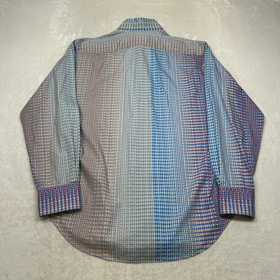 Thomas Dean Patterned Shirt Mens Medium Blue Multi Long Sleeve Button Down - Image 3 of 4