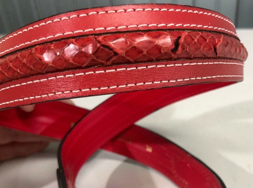 Omega Red Leather Fashion Belt Medium Large AS IS - Picture 4 of 9