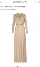 Authentic, NWT Zimmermann Matchmaker Smocked Gold Maxi dress $1100