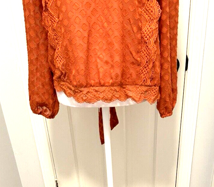 Haute Fox Sheer Rust Diamond Shape Pattern Long S… - image 3