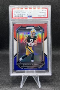 Christian Watson #314 Red White Blue PSA 10 2022 Panini Prizm Football GB RC