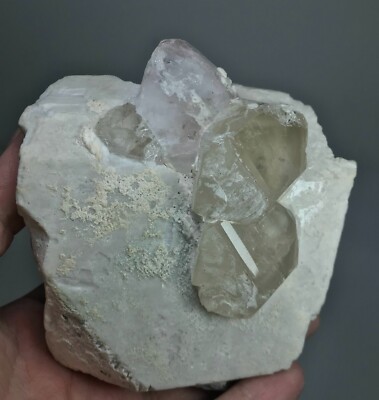 862 GM terminated Morganite crystal with Quartz on Feldspar Kunar  Afghanistan