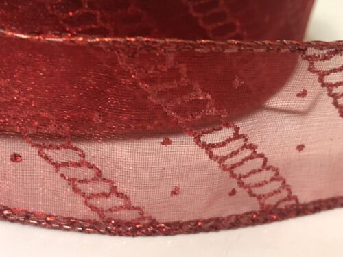 New Lg Roll Ribbon 1.5"x 30 YARDS Wire Edge RED Glitter Sheer Christmas Crafts