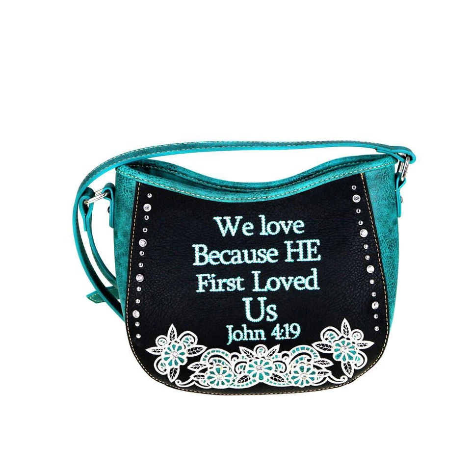 Montana West "We Love Because He First Loved Us" Crossbody/Handbag -NEW - Image 2 of 3