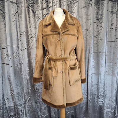 Rocky Mountain Lammfellimitat beige Damen großer knielanger Fell gefütterter Besatz - neu