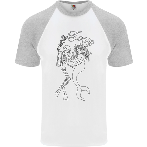Love Is Scuba Diving Funny Diver Dive Mens s/s Baseball T-Shirt - Picture 35 of 50