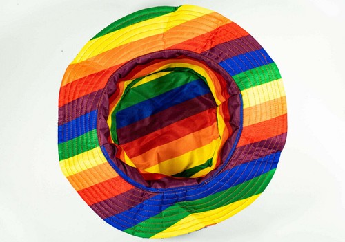 Rainbow Terry Towelling Bucket Hat Gay Lesbian Mardi Gras Party Cap LGBT - Rever - Picture 8 of 19