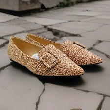 Journee Collection Audrey Slip On Leopard Print Flats Buckle Accent Brown...