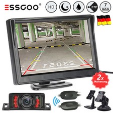 Funk Kabellos Kennzeichenhalter Rückfahrkamera Mit 5" LCD Monitor KFZ Auto LKW