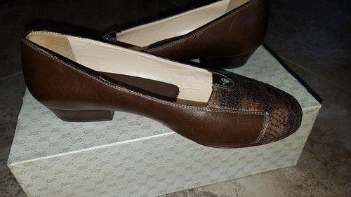 Vintage Gucci Snakeskin Leather Loafers Slip On Shoes US 4.5 - Picture 5 of 9