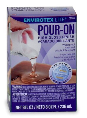 (2) 4-oz Bottles Envirotex Lite Pour On High Gloss Clear Resin Finish
