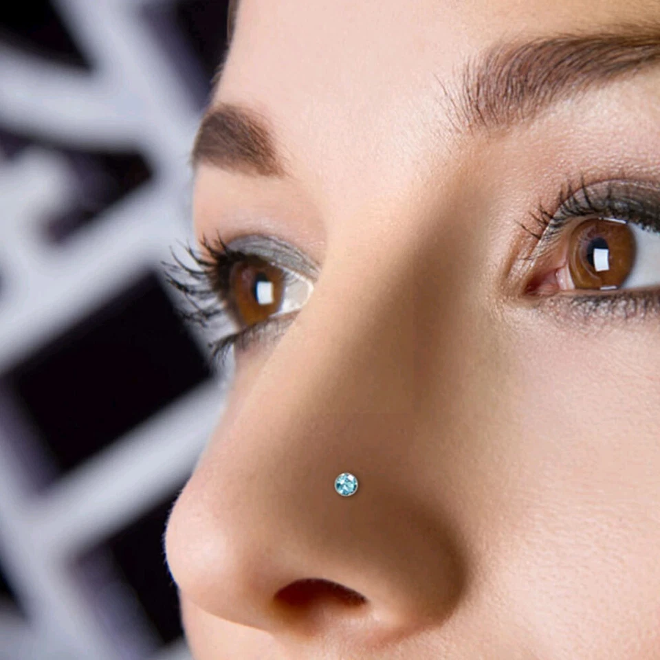 60x Cristal Estrás Nariz Anillo Hueso Perno Acero Inoxidable Cuerpo Piercing Regalos Foto 4 de 4