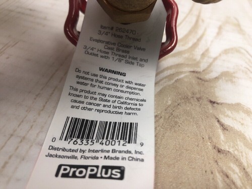 ProPlus 3/4" Evaporative Cooler Valve-Thread Inlet & Outlet With 1/8” Side Tap - Foto 3 di 4