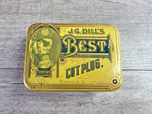 Vintage J. G. Dill's Best Cut Plug Tabak Klappdeckel Dose