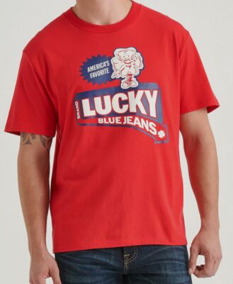 $49 Lucky Brand Men's Red Totally Lucky Arrow Cotton Crew Neck T-Shirt Size L