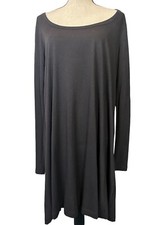 Joan Nass Dress Womens Size 1 Black Chest 40"Midi Pullover Long Sleeve NEW