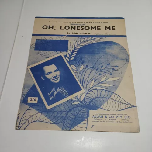 Vintage Sheet Music: Oh Lonesome Me Don Gibson  f7