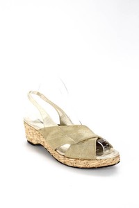 Donald-J-Pliner-Women-039-s-Slingbacks-Pumps-Size-8-5-Beige-Gold-Open-Toe