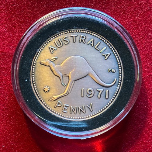 Regalo 80 aniversario regalo 1945 centavo australiano en cápsula - Imagen 5 de 12