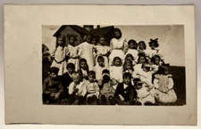 RPPC School Class Picture, Girls & Boys, Vintage Real Photo Postcard