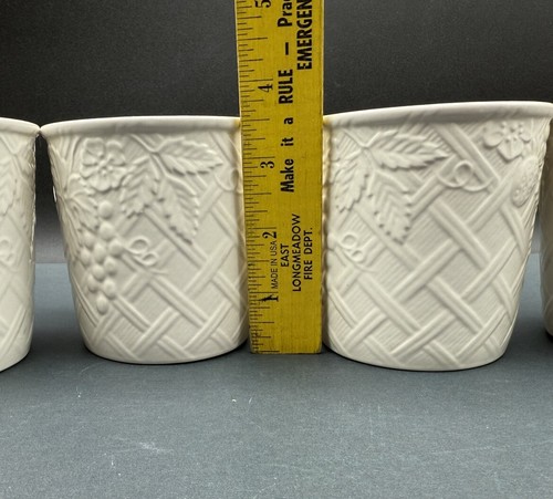 Set Of 4 Four Mikasa White English Countryside Flat Coffee Cups Mugs Fruit Print - Picture 4 of 5