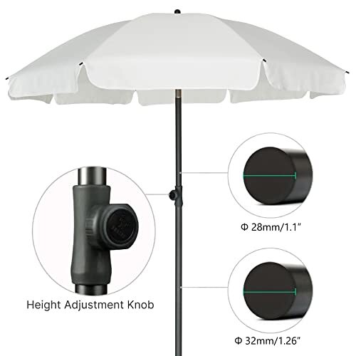 Patio Umbrella Market Table Umbrella 6.5 ft Outdoor Umbrella Elegant White - Picture 4 of 7