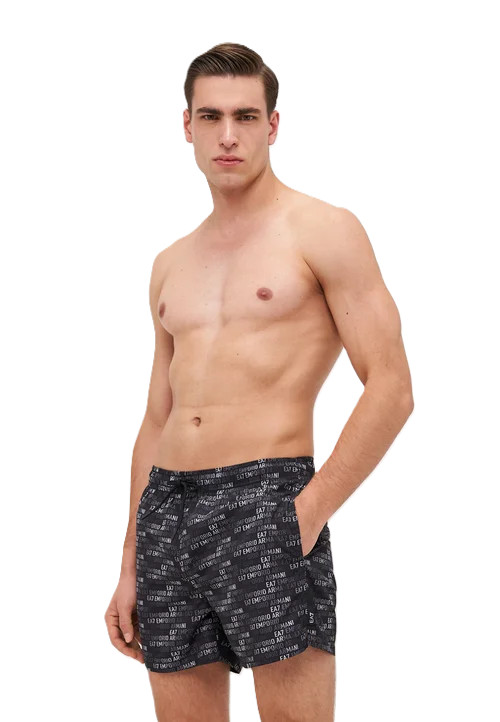 EMPORIO ARMANI EA7 7M000510 AF13059 МУЖСКОЙ ПЛЯЖНЫЙ КОСТЮМ-БОКСЕР ИЗ ТКАНИ UOMO ЧЕРНЫЙ
