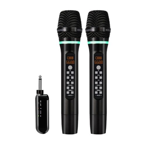 Microphone professionnel universel sans fil double système de micro karaoké sans fil UHF - Photo 1/12