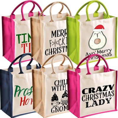 Midi Jutesack Weihnachten Multi Variationen Festlich Geschenk Wichtel Büro Freund