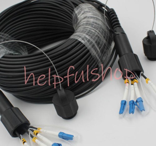 50M LC-LC SM 4 Strand Armored Field TPU Optic Patch Cord Cable Waterproof Head - Photo 5/9
